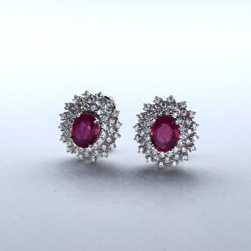 Boucles d'oreilles Boucles d'oreilles diamants rubis or blanc 58 Facettes