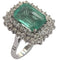 Bague 51 Bague cluster avec émeraude colombienne naturelle certifiée HRD de 3,45 cts en or blanc 58 Facettes E24