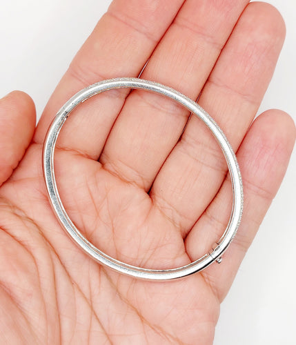 Bracelet Bracelet jonc or blanc 18k et 2,80 carats de diamants, vintage, art deco 58 Facettes A06114