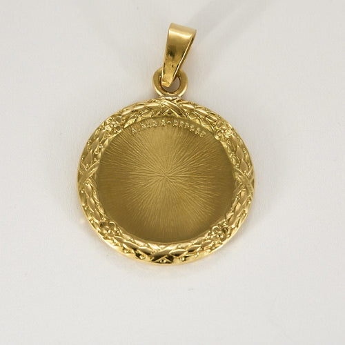 Pendentif Augis - Médaille sentimentale en or jaune, rubis et diamants 58 Facettes PAL3832