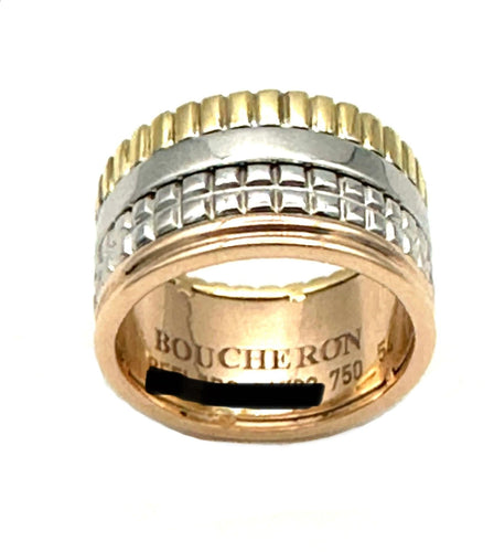 Bague 54 BOUCHERON - Collection "Quatre", bague 3 ors (rose, blanc et jaune) 58 Facettes