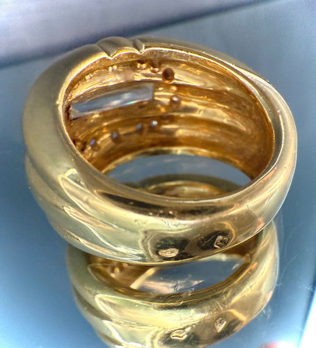 Bague 51 Bague en or jaune sertie de 1 carat de diamant taillé en baguette (VS-G/H) 58 Facettes