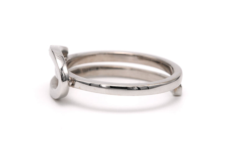 Bague 54 Bague contemporaine en or blanc 18 carats sertie de diamants taille brillant 58 Facettes B755