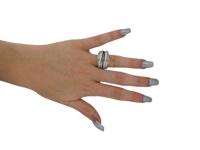 Bague 55 bague 5 rangs & 4 liens croises t55 en or blanc 18k 20gr 180 diamants 2.5ct 58 Facettes 268938