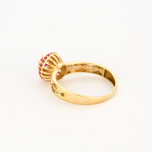 Bague 55 Bague or jaune rubis et saphirs roses 58 Facettes