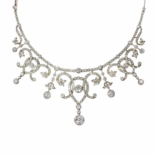 Collier Guirlande de diamants romantique victorienne – Un tour de cou de cérémonie et de sentiment 58 Facettes 25146-0152
