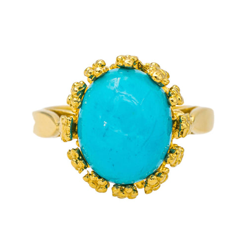 Bague 47 Bague  Or jaune Turquoise 58 Facettes 4377131RV