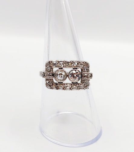 Bague 55 Bague tank art déco en or blanc 18k et diamants taille ancienne 58 Facettes A06328