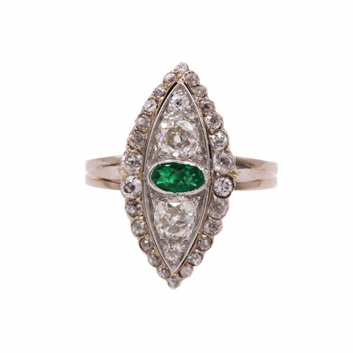 Bague 60 Bague or blanc, émeraude et diamants 58 Facettes 1020