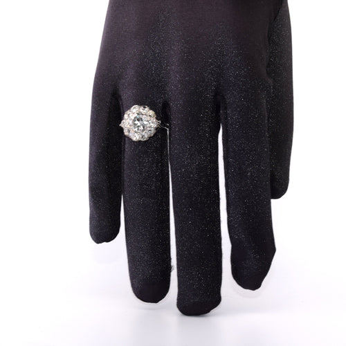 Bague 52 Bague ancienne en or blanc avec diamant 58 Facettes