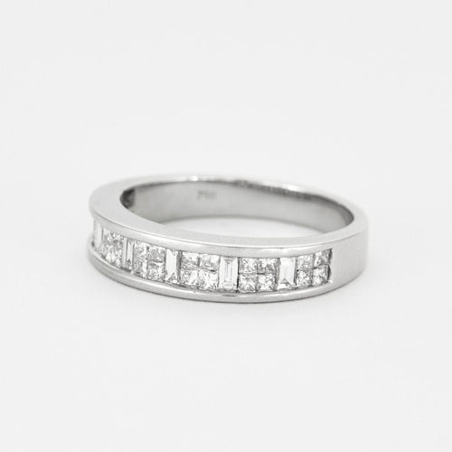 Bague 54 Bague jonc en or gris sertie de diamants 58 Facettes 127205055527