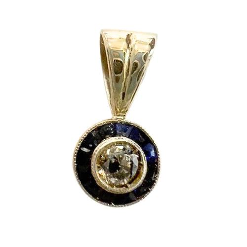 Pendentif Pendentif style art déco en or 18 carats avec diamants et saphirs 58 Facettes Q230B