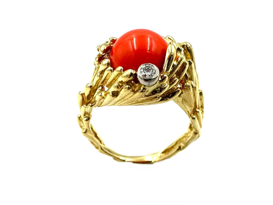 GILBERT ALBERT. Yellow gold ring, diamond and interchangeable beads
