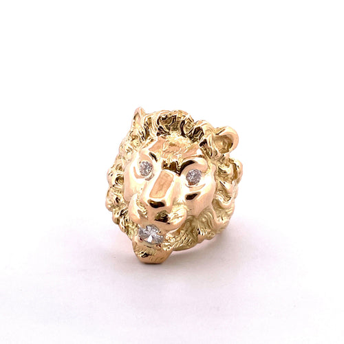 Bague Bague lion en or jaune massif 18 carats et diamants 58 Facettes