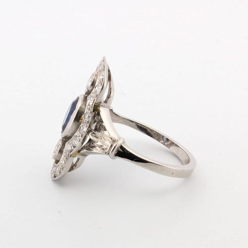 Bague 54 Bague en platine avec saphir et diamants 58 Facettes