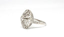 Bague 53.5 Art Déco style bombe ring platinum with diamonds. 58 Facettes