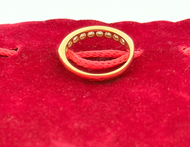 Bague 54 Demi-alliance en or jaune et diamants 58 Facettes