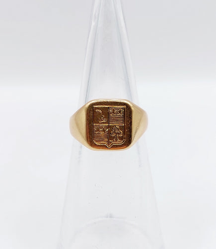 Bague 48 Chevalière antique en or armoiries française 58 Facettes A03321