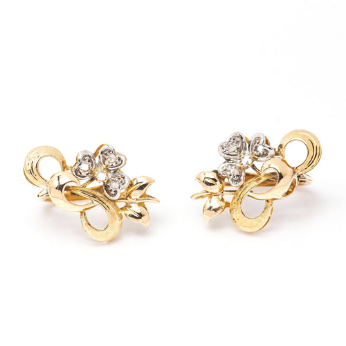 Boucles d'oreilles Boucles d'oreilles Fleur Nouveau en Or et Platine 58 Facettes D361032JC