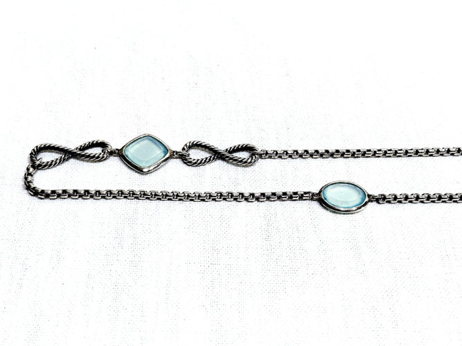 Collier David Yurman - Sautoir en argent et calcédoines 58 Facettes