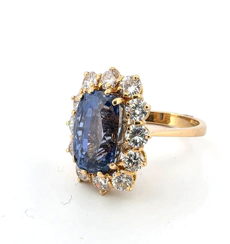 Bague 55 Bague exclusive en or blanc 18 carats avec saphir naturel et diamants 58 Facettes