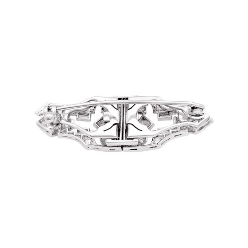Broche Broche double clip art déco platine et diamants. 58 Facettes 34493