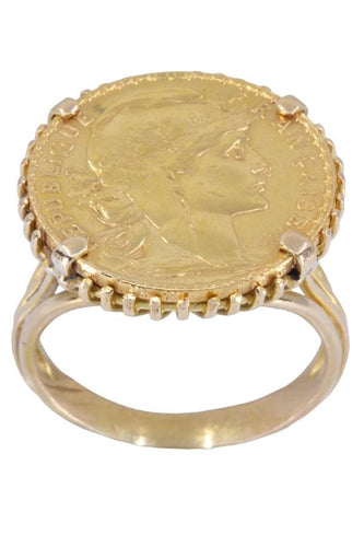 Bague 64 BAGUE PIÈCE 20 FRANCS MARIANNE 58 Facettes 086591