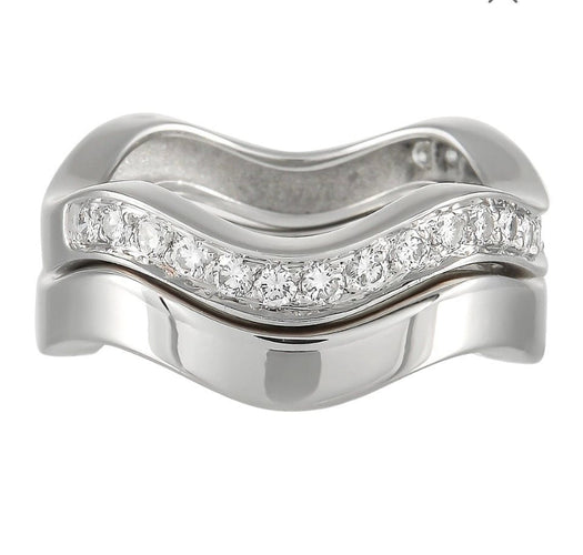 Bague 48 Duo d’alliances Cartier vintage or blanc et diamants 58 Facettes