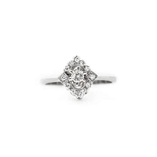 Bague Bague en or blanc en forme de losange sertie de diamants de 0,20 carat 58 Facettes 17362