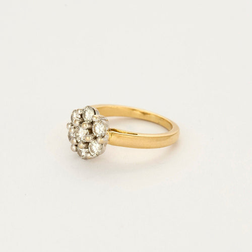 Ring Daisy yellow and gray gold and diamonds