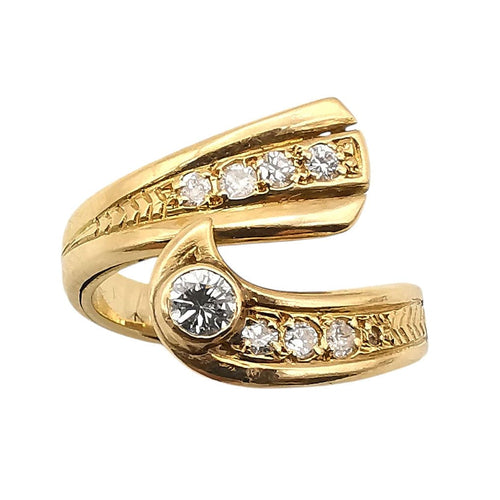 Bague 56 Bague or jaune 18 carats sertie de diamants de 0.54 carat 58 Facettes