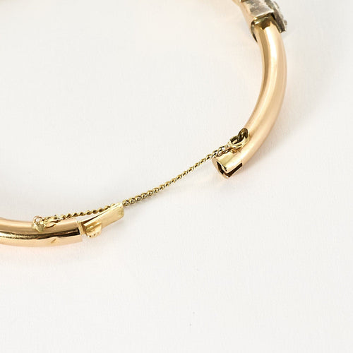 Bracelet Bracelet jonc en or rose, or blanc et roses diamantés 58 Facettes BIA1039