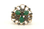 Bague 54 Bague Art Nouveau en or jaune 18 carats sertie d'émeraude et de diamants taille "rose" 58 Facettes A001