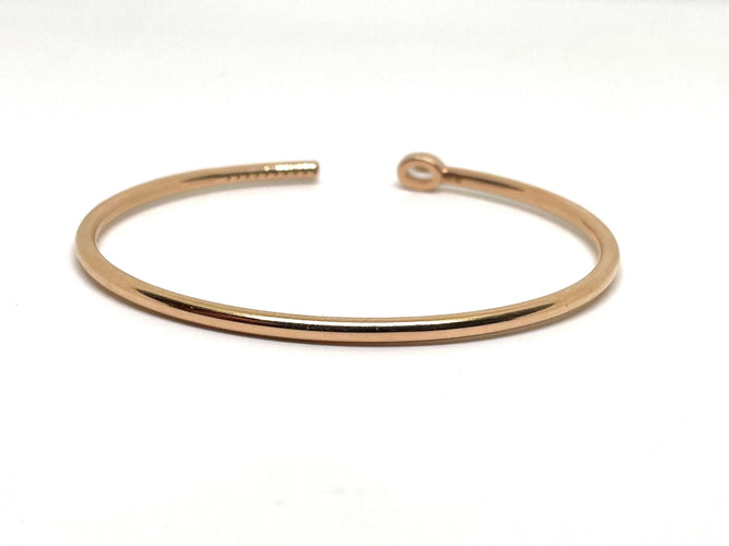 Bracelet Bracelet jonc ouvert or rose et diamants 58 Facettes