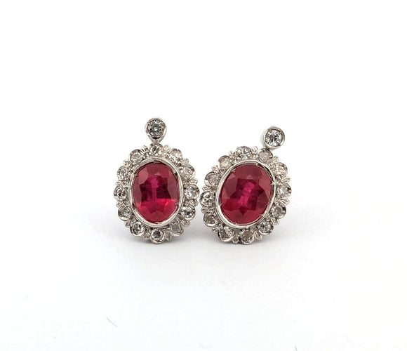 Boucles d'oreilles Boucles d'oreilles en platine avec rubis et diamants 58 Facettes