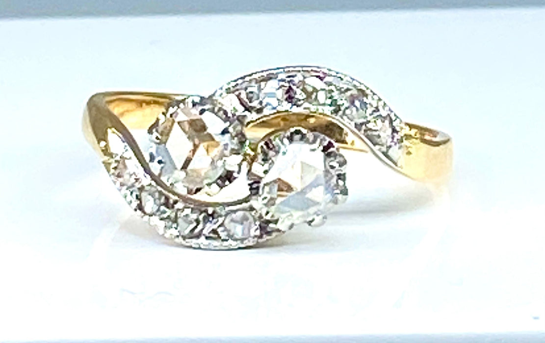 Ring Toi & Moi goud en diamanten, circa 1900