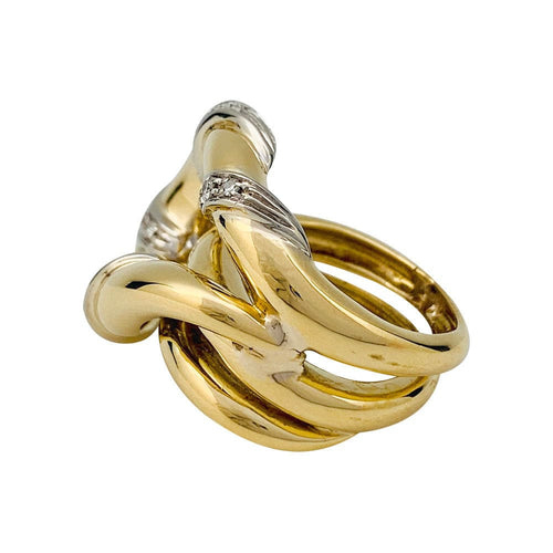 Bague 47 Bague "Noeud", deux ors sertie de diamants. 58 Facettes 31192