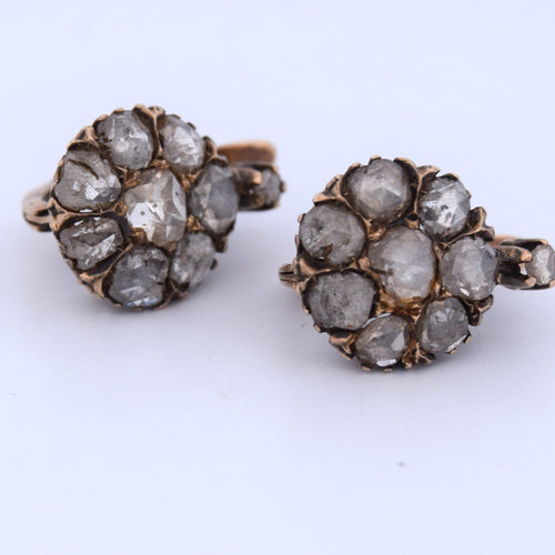 Boucles d'oreilles Boucles d’oreilles victoriennes en or 12k et diamants taille rose 58 Facettes OR154