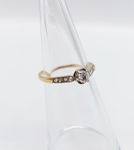 Bague 48 Bague solitaire art déco or jaune et diamants 58 Facettes A05660