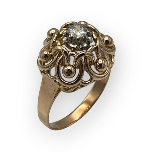 Bague 54 Bague ancienne or rose et diamant 58 Facettes 149057356