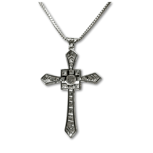 Pendentif Art déco - Pendentif Croix or blanc et Diamants 58 Facettes 1.0000716/2