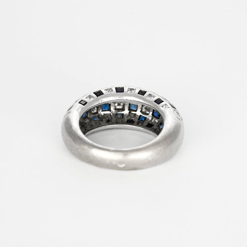 Bague 54.5 Bague jonc or blanc, diamants et saphir 58 Facettes 240817