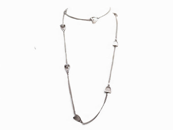 Collier rare vintage collier HERMES sautoir etrier gaetan de percin argent 800 58 Facettes 271808