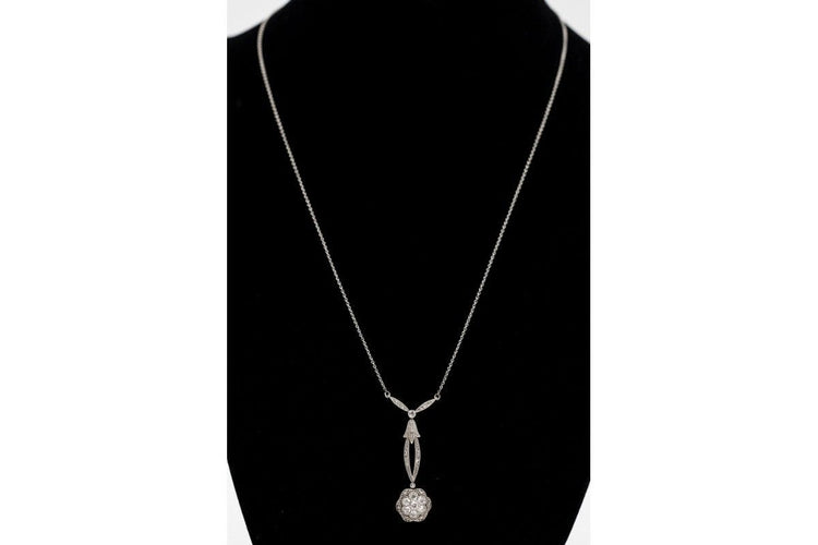 Collier Collier Art Nouveau en platine, or jaune et diamants, vers 1900 58 Facettes 10072