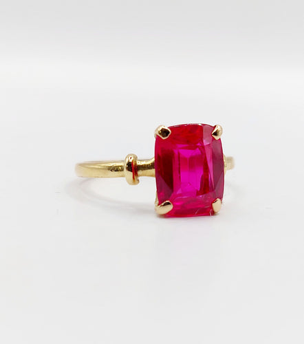 Bague 54.5 Bague cocktail Art Déco or jaune, rubis synthétique 58 Facettes A06308