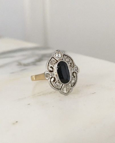 Belle Époque-ring i gult guld och Platina 