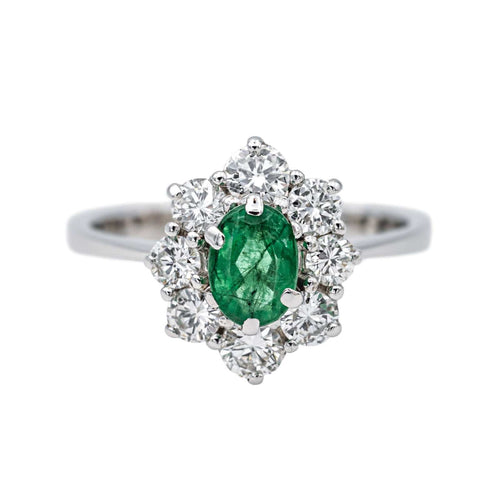 Bague 52.5 Bague Pompadour  Or blanc Emeraude, Diamant 58 Facettes 4289521RV