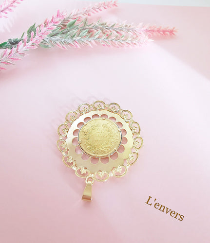 Pendentif Pendentif pièce or de 20 Frs Napoléon III tête nue 1858 58 Facettes AA 1641