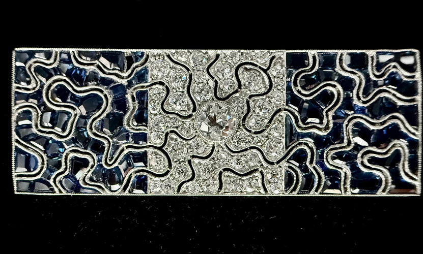 Broche Broche Art Déco en platine sertie de saphirs et diamants 58 Facettes