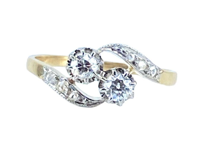 Bague 54 Bague toi et moi en or 18 carats en diamants, vers 1900 58 Facettes AB553